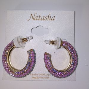 Natasha Lavender Rhinestone Loop Earrings